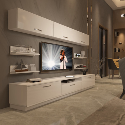 Trendstyle 8y Mdf Tv Ünitesi Tv Sehpası - Parlak Beyaz