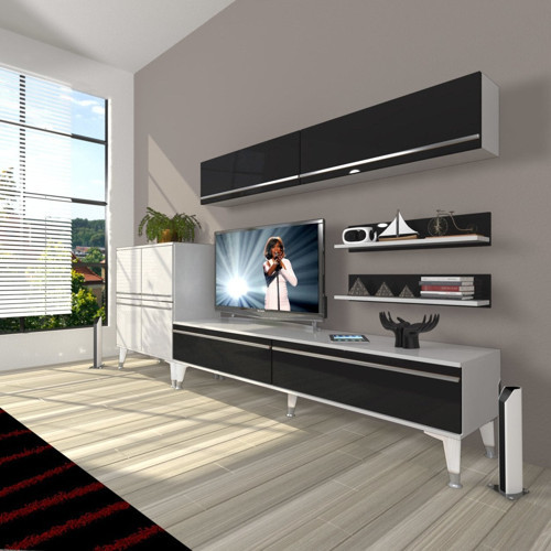 Eko 6y Mdf Std Silver Tv Ünitesi Tv Sehpası - Beyaz Siyah