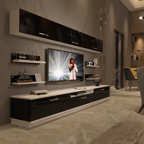 Trendstyle 8y Mdf Tv Ünitesi Tv Sehpası - Beyaz Siyah