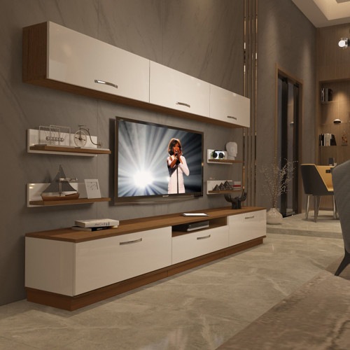 Trendstyle 8y Mdf Tv Ünitesi Tv Sehpası - Ceviz Beyaz