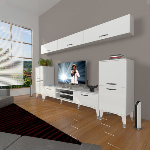 Eko 9 Slm Dvd Silver Tv Ünitesi Tv Sehpası - Parlak Beyaz