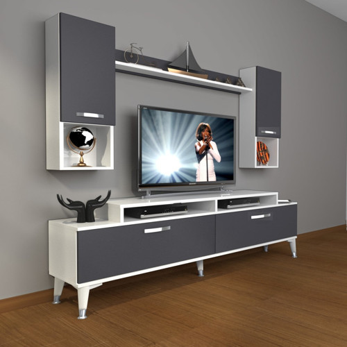 Ekoflex 5da Mdf Silver Tv Ünitesi Tv Sehpası - Beyaz Antrasit