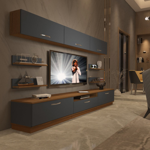 Trendstyle 8y Mdf Tv Ünitesi Tv Sehpası - Ceviz Antrasit