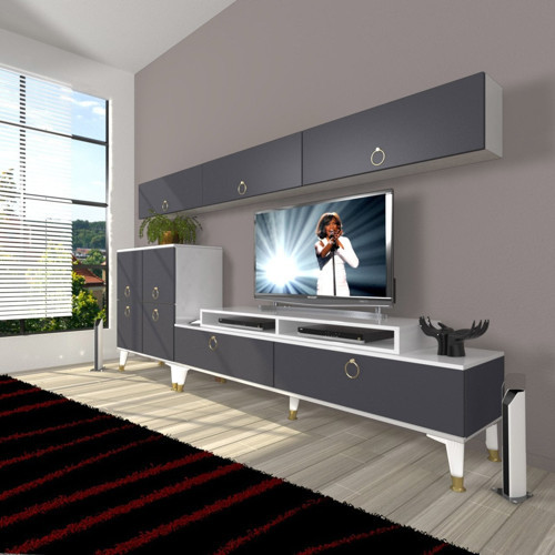 Ekoflex 8 Mdf Gold Tv Ünitesi Tv Sehpası - Beyaz Antrasit