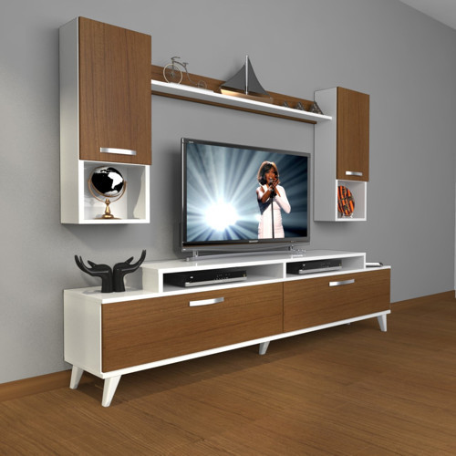 Ekoflex 5da Slm Retro Tv Ünitesi Tv Sehpası - Beyaz Ceviz