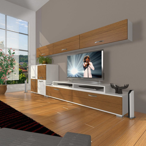Ekoflex 8 Slm Tv Ünitesi Tv Sehpası - Beyaz Ceviz