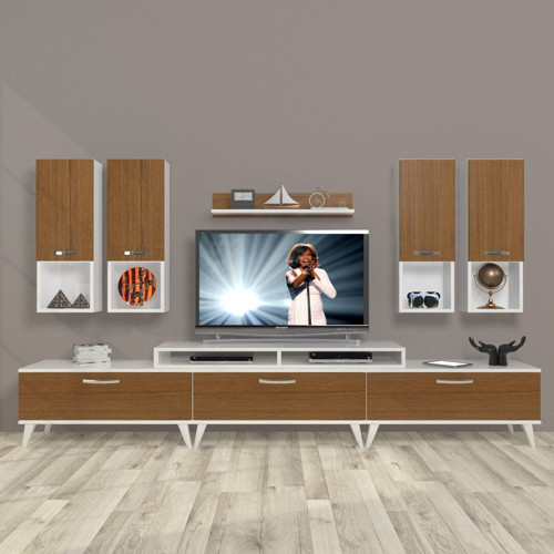 Ekoflex 8da Mdf Retro Tv Ünitesi Tv Sehpası - Beyaz Ceviz