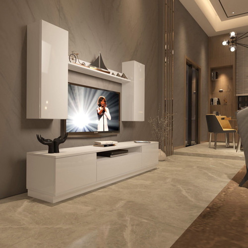 Trendstyle 5ds Slm Tv Ünitesi Tv Sehpası - Parlak Beyaz
