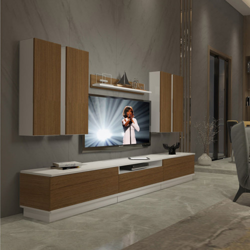 Trendstyle 8ds Mdf Tv Ünitesi Tv Sehpası - Beyaz Ceviz