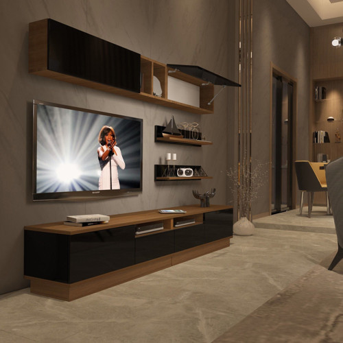 Trendstyle 5220s Slm Tv Ünitesi Tv Sehpası - Ceviz Siyah