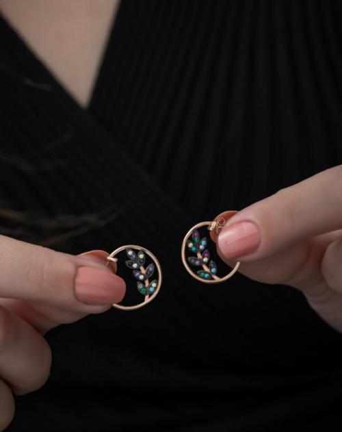 925 Ayar Mix Taşlı Başak Küpe Kadın Gümüş Küpe