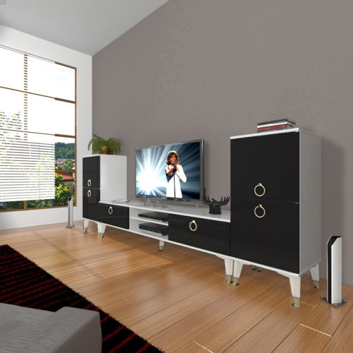 Eko On2 Mdf Dvd Gold Tv Ünitesi Tv Sehpası - Beyaz Siyah