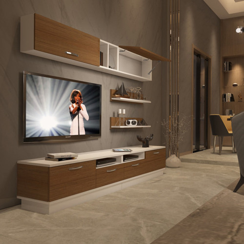 Trendstyle 5220 Mdf Tv Ünitesi Tv Sehpası - Beyaz Ceviz