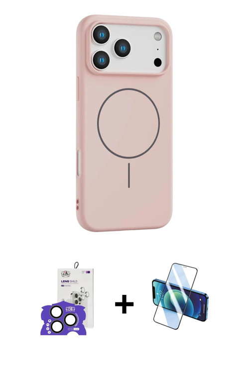 iPhone 17 Pro Max Kılıf Yankı Form Serisi - Siyah 3D Antistatik Cam Ekran Koruyucu + Natural Gr