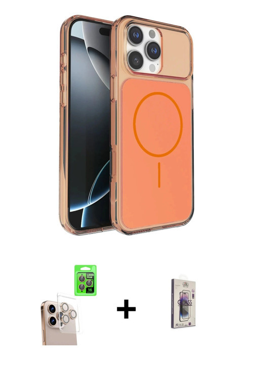 iPhone 16 Pro Max Kılıf Kutup Doku Serisi - Siyah Bilvis 3D Cam Ekran Koruyucu + Natural Grey R