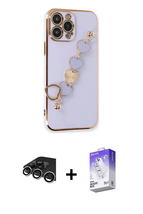 iPhone 14 Pro Max Kılıf Nova Işık Prime - Siyah Bilvis 5in1 3D Magic Cam Ekran Koruyucu + Gümüş