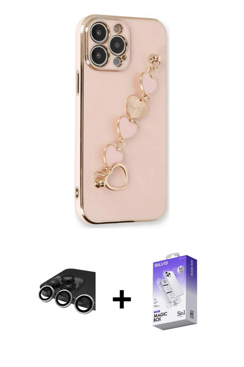 iPhone 14 Pro Max Kılıf Nova Işık Prime - Siyah Bilvis 5in1 3D Magic Cam Ekran Koruyucu + Gümüş