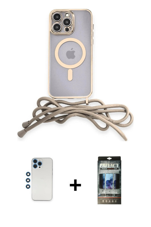 iPhone 12 Pro Kılıf Eksen Özel Seri - Siyah 34D Hayalet Izgaralı Cam + Mavi Shine Kamera Lens