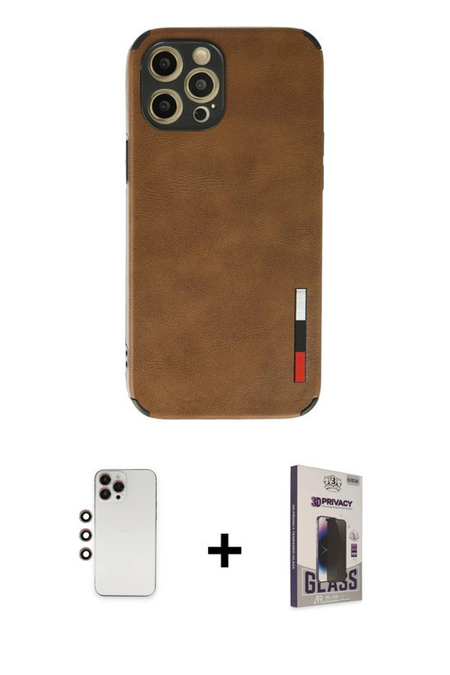 iPhone 12 Pro Max Kılıf Doruk Asil Koleksiyonu - Siyah Bilvis Hayalet Cam Ekran Koruyucu + Gökk