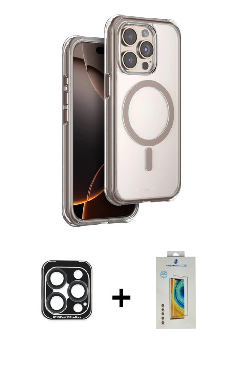 iPhone 15 Pro Max Kılıf Zirve Klasik Prime - Siyah Polymer Nano Ekran Koruyucu + Lacivert PVD M