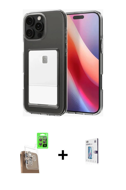 iPhone 16 Pro Kılıf Doruk Klasik Koleksiyonu - Siyah Bilvis 0.18mm Plus Cam Ekran Koruyucu + Çö