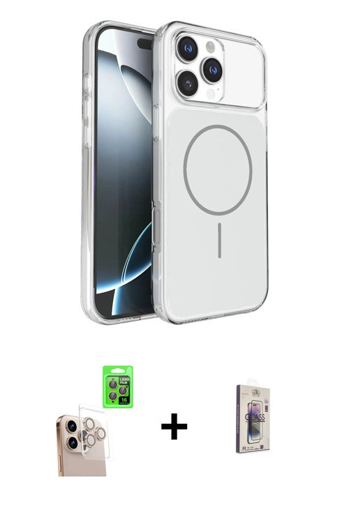 iPhone 16 Pro Max Kılıf Kutup Doku Serisi - Siyah Bilvis 3D Cam Ekran Koruyucu + Natural Grey R