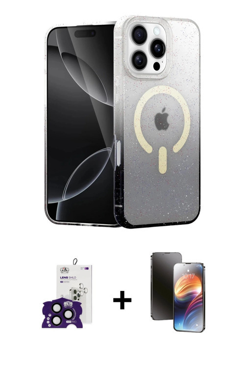 iPhone 16 Pro Max Kılıf Eksen Minimal Özel Seri - Siyah 3D Antistatik Mat Seramik Nano Ekran Ko