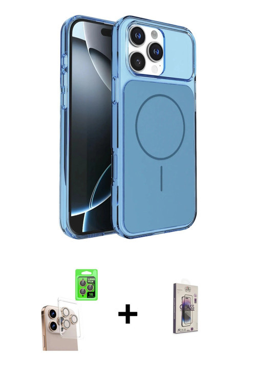 iPhone 16 Pro Max Kılıf Kutup Doku Serisi - Siyah Bilvis 3D Cam Ekran Koruyucu + Natural Grey R