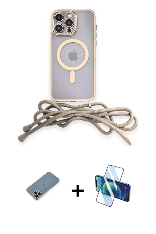 iPhone 12 Pro Kılıf Eksen Özel Seri - Siyah 3D Antistatik Seramik Nano Ekran Koruyucu + Mor Met