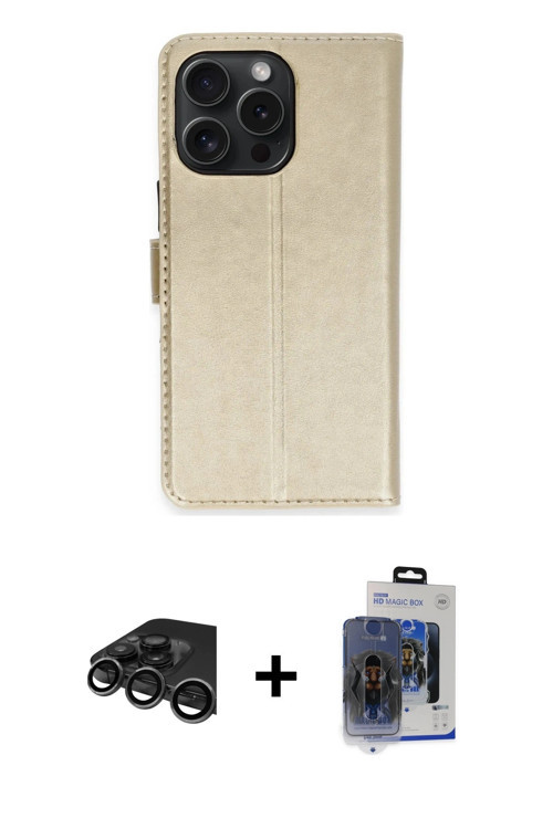 iPhone 15 Pro Max Kılıf Siluet Işık Serisi - Siyah Vanessa Magic Cam + Titanyum Gri Raze Metal