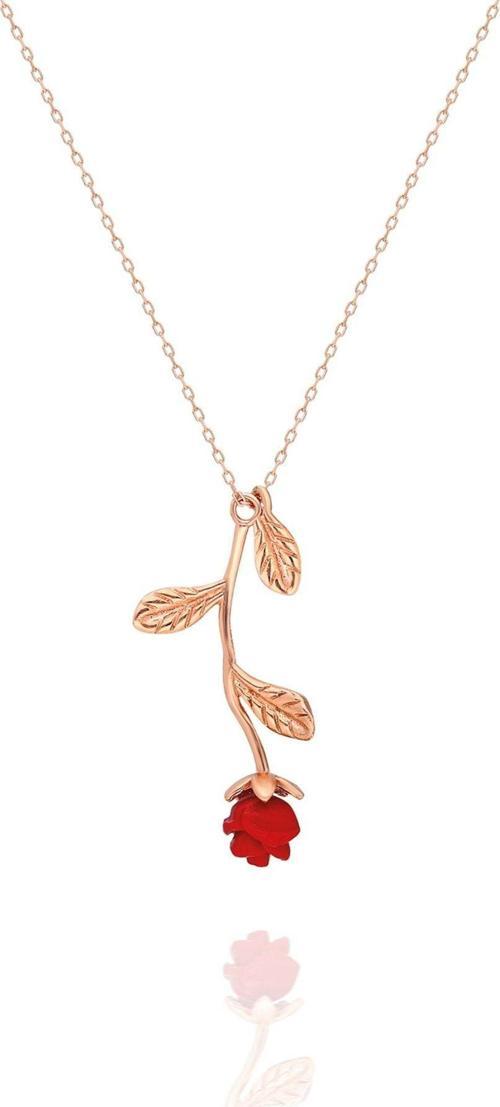 925 Ayar Rose Kırmızı Gül Kolye Kadın Gümüş Kolye 