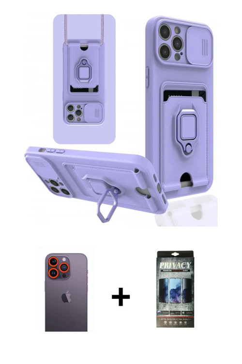 ieg™ iPhone 12 Pro Kılıf Vadi Form Prime - Siyah 34D Hayalet Izgaralı Cam + Turuncu Neon Fosforlu Ka