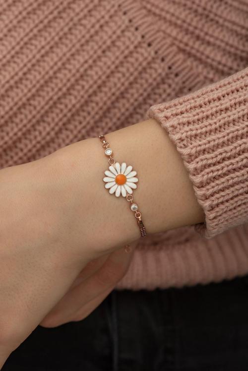 925 Ayar Rose Papatya Kadın Gümüş Bileklik