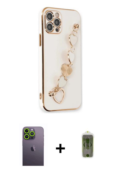 ieg™ iPhone 12 Pro Max Kılıf Nova Işık Prime - Siyah Joko Magic 5D Hayalet Cam + Yeşil Neon Fosforlu