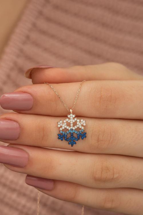 925 Ayar Rose Renk Geçişli Kartanesi Kadın Gümüş Kolye
