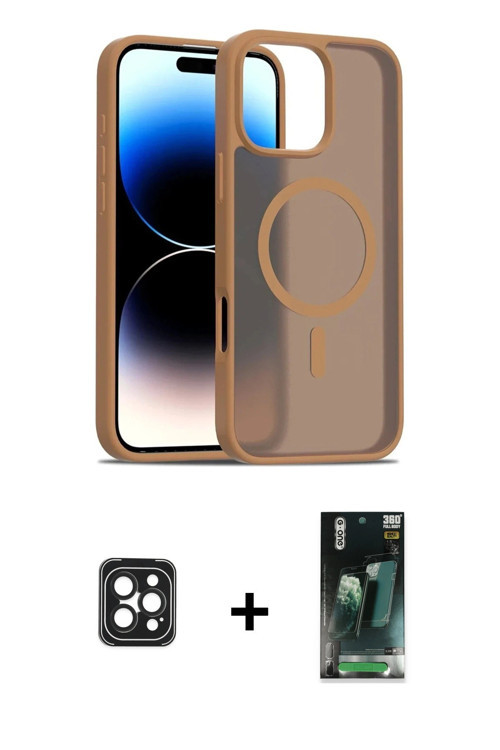 iPhone 16 Pro Max Kılıf Siluet Minimal Prime - Siyah 360 Mat Full Body Arka Koruyucu + Siyah PV