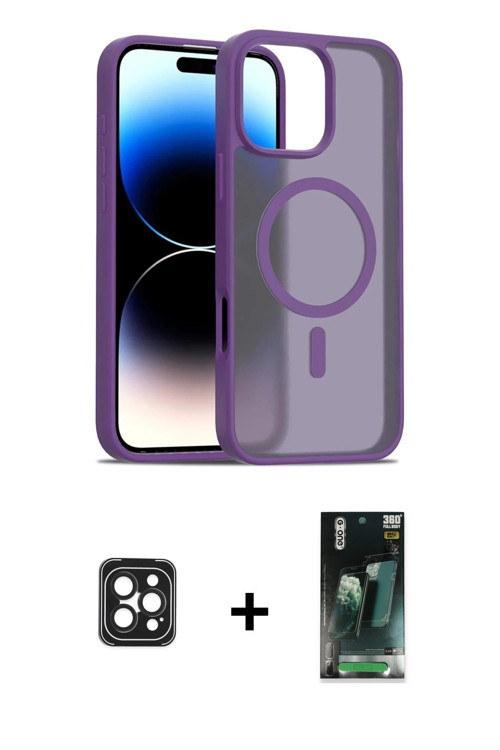 ieg™ iPhone 16 Pro Max Kılıf Siluet Minimal Prime - Siyah 360 Mat Full Body Arka Koruyucu + Siyah PV