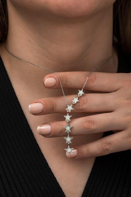 925 Ayar Samanyolu Yıldız Kolye Kadın Gümüş Kolye