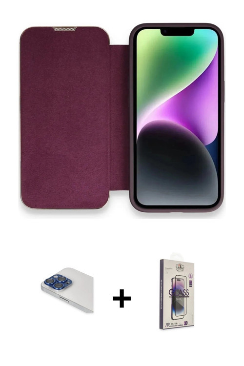 iPhone 13 Pro Max Kılıf Siluet Minimal Serisi - Siyah Bilvis 3D Cam Ekran Koruyucu + Lacivert P