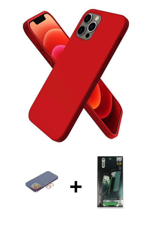 iPhone 12 Pro Max Kılıf Kozmos Yansıma Özel Seri - Siyah 360 Mat Full Body Arka Koruyucu + Turu