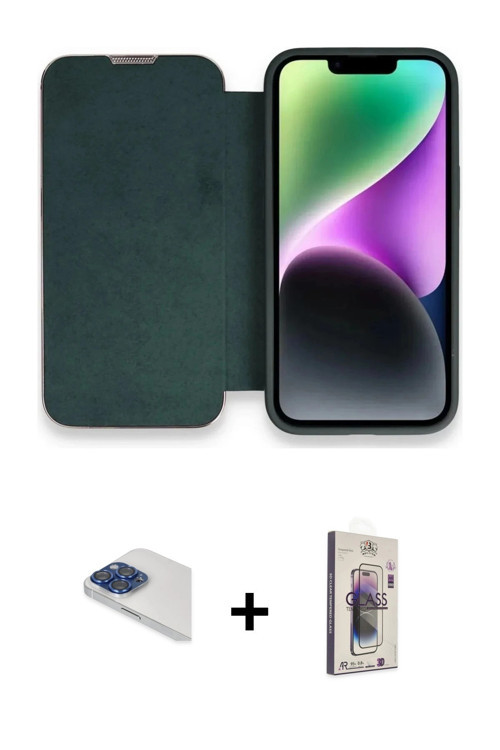 iPhone 13 Pro Max Kılıf Siluet Minimal Serisi - Siyah Bilvis 3D Cam Ekran Koruyucu + Lacivert P