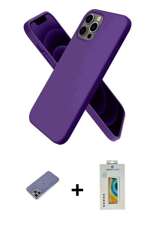 iPhone 12 Pro Kılıf Kozmos Yansıma Özel Seri - Siyah Polymer Nano Ekran Koruyucu + Gold Metal K