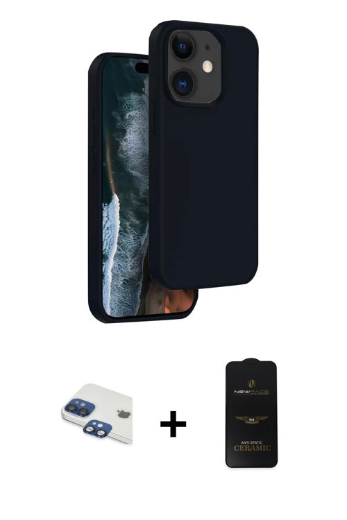 iPhone 11 Kılıf Kıvılcım Çizgi Serisi - Siyah 6D Antistatik Mat Seramik Hayalet Nano Ekran Koru