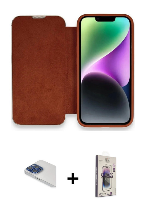 iPhone 13 Pro Max Kılıf Siluet Minimal Serisi - Siyah Bilvis 3D Cam Ekran Koruyucu + Lacivert P