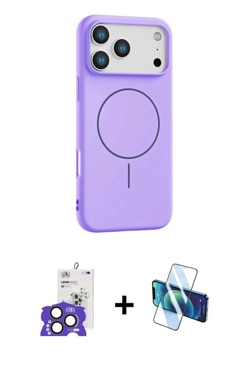iPhone 17 Pro Max Kılıf Yankı Form Serisi - Siyah 3D Antistatik Cam Ekran Koruyucu + Natural Gr