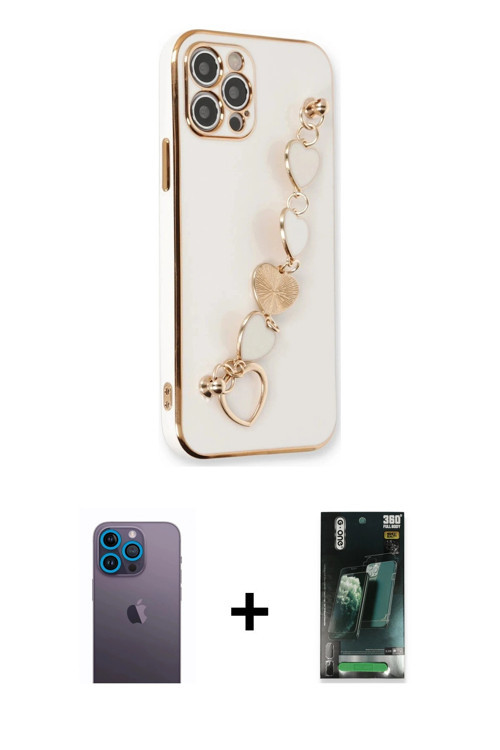 iPhone 12 Pro Kılıf Nova Işık Prime - Siyah 360 Mat Full Body Arka Koruyucu + Mavi Neon Fosforl