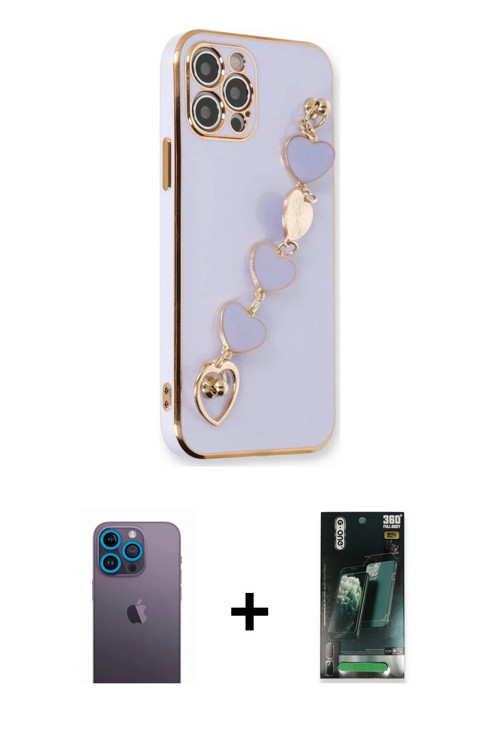 iPhone 12 Pro Kılıf Nova Işık Prime - Siyah 360 Mat Full Body Arka Koruyucu + Mavi Neon Fosforl