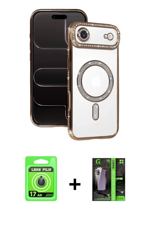 iPhone 17 Air Kılıf Zirve Doku Prime - Siyah 360 Mat Full Body Arka Koruyucu + Mavi Raze Metal