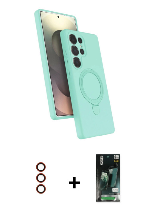 Galaxy S23 Ultra Kılıf İz Işık Koleksiyonu - Siyah 360 Mat Full Body Arka Koruyucu + Kırmızı Me