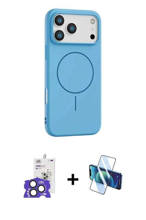 iPhone 17 Pro Max Kılıf Yankı Form Serisi - Siyah 3D Antistatik Cam Ekran Koruyucu + Natural Gr